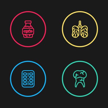 Nikotin sakızını paket yap, diş eti, akciğer hastalıkları ve ikon. Vektör