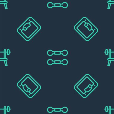 Dambıl, banyo terazisi ve haltersiz halterli benç hattı kurun. Vektör