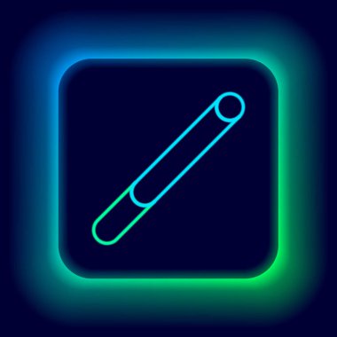 Parlayan neon hattı sigara simgesi siyah arkaplanda izole edildi. Tütün tabelası. Sigara içme sembolü. Renkli taslak konsepti. Vektör