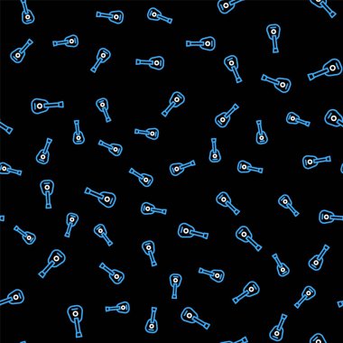 Gitar simgesi siyah arkaplanda izole edilmiş. Akustik gitar. Telli müzik aleti. Vektör