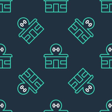 Çizgi jimnastik salonu ikonu siyah arka planda izole edilmiş. Spor kulübü. Vektör