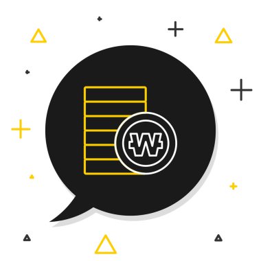 Güney Kore hattı beyaz arka planda izole edilmiş madeni para ikonu kazandı. Güney Kore para birimi işi, ödeme ve finans. Renkli taslak konsepti. Vektör