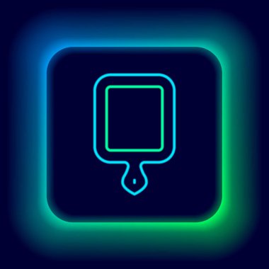 Parlayan neon hattı kesme tahtası simgesi siyah arkaplanda izole edildi. Kesme tahtası sembolü. Renkli taslak konsepti. Vektör