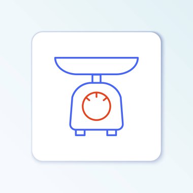 Çizgi Ölçekleme simgesi beyaz arkaplanda izole edildi. Ağırlık ölçüm aletleri. Renkli taslak konsepti. Vektör