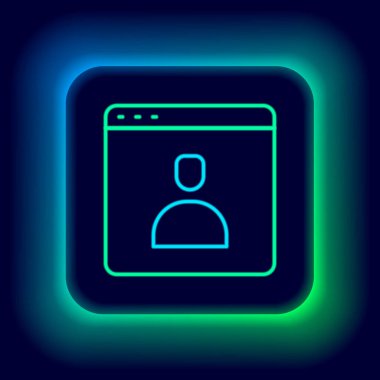 Parlayan neon hattı Siyah arkaplanda izole edilmiş hesap ekranı simgesi oluştur. Renkli taslak konsepti. Vektör