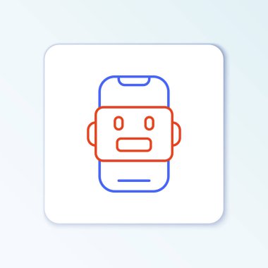 Çizgi sohbet robotu simgesi beyaz arkaplanda izole edildi. Chatbot simgesi. Renkli taslak konsepti. Vektör