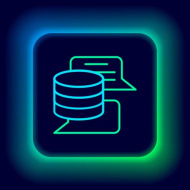 Parlayan neon hattı Sunucu, Data, Web sunucu simgesi siyah arkaplanda izole edildi. Renkli taslak konsepti. Vektör