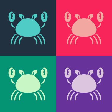 Pop Art Crab simgesi renk arkaplanında izole edildi. Vektör