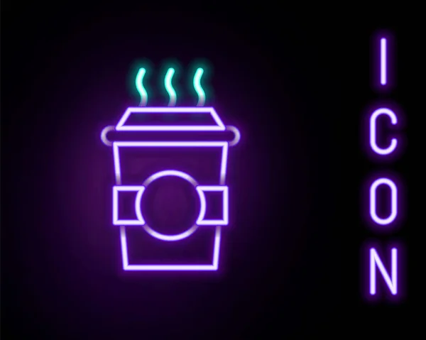 发光的霓虹灯线咖啡杯去图标隔离在黑色的背景.五彩缤纷的概念.B.病媒 — 图库矢量图片