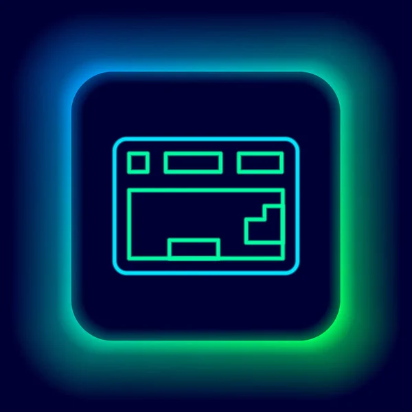 Glowing neon line Computer keyboard icon isolated on black background. PC component sign. Colorful outline concept. Vector — Stock Vector