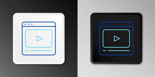 Ligne en ligne jouer icône vidéo isolé sur fond gris. Bande de film avec panneau de jeu. Concept de contour coloré. Vecteur — Image vectorielle