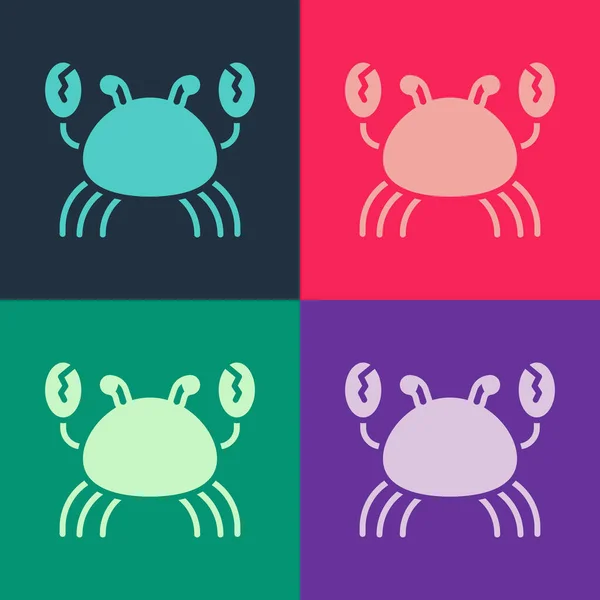 Pop Art Krabben-Symbol isoliert auf farbigem Hintergrund. Vektor — Stockvektor