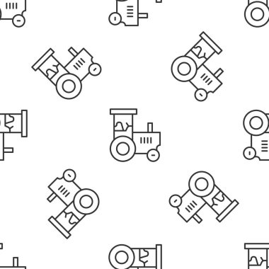 Gri çizgi traktör ikonu beyaz arka planda izole edilmiş kusursuz desen. Vektör