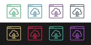 Cloud gönderme simgesini siyah ve beyaz arkaplanda izole et. Vektör