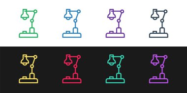 Masa lambası simgesini siyah ve beyaz arkaplanda izole et. Vektör