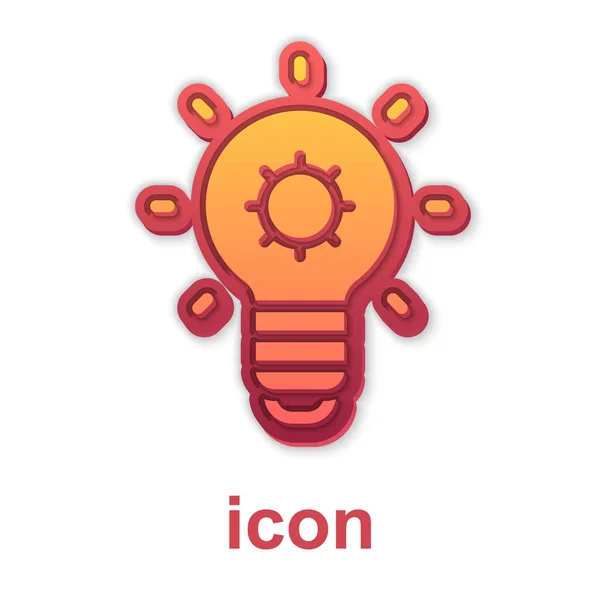 Lâmpada de ouro com conceito de ícone de ideia isolado no fundo branco. Símbolo de energia e ideia. Conceito de inspiração. Vetor — Vetor de Stock