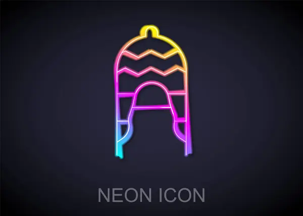 Ragyogó neon vonal Téli kalap ikon elszigetelt fekete háttér. Vektor — Stock Vector
