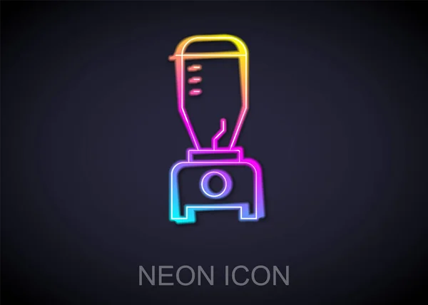 Glowing neon line Blender icon isolated on black background. Kitchen electric stationary blender with bowl. Cooking smoothies, cocktail or juice. Vector — Stock Vector