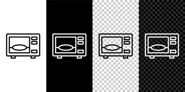 Definir linha ícone forno de microondas isolado em preto e branco, fundo transparente. Ícone eletrodomésticos. Vetor — Vetor de Stock