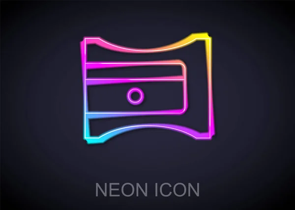 Glowing neon line Pencil sharpener icon isolated on black background. Vector — Stock Vector