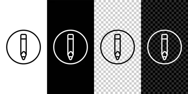 Set line Pencil icon isolated on black and white, transparent background. Drawing and educational tools. School office symbol. Vector — Stock Vector