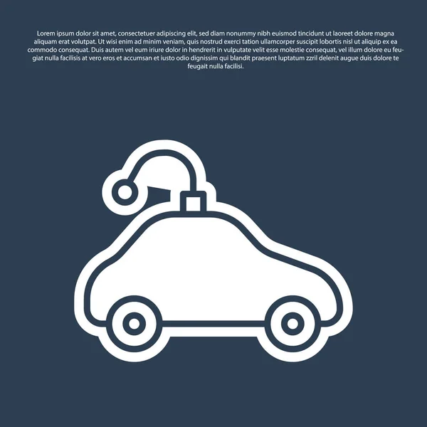 Синяя линия Радиоуправляемая иконка игрушки автомобиля выделена на синем фоне. Пульт дистанционного управления игрушкой автомобиля. Вектор — стоковый вектор