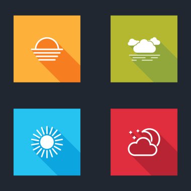 Gün batımı, Bulut, ve ay ve yıldız ikonu. Vektör