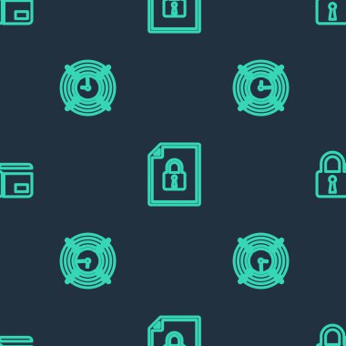 Satır Belge ve Kilit, Zaman Yönetimi ve Kredi kartını kusursuz desenli olarak ayarla. Vektör