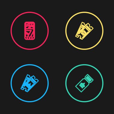 Havayolu bileti, otobüs ve şehir haritası simgesi Infographic. Vektör