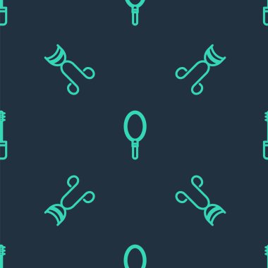 El aynası, kirpik bigudi ve Mascara fırçasını pürüzsüz desene göre ayarla. Vektör