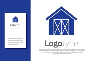 Mavi Çiftlik Evi simgesi beyaz arka planda izole edilmiş. Logo tasarım şablonu elemanı. Vektör