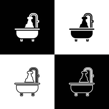 Küvet simgesini siyah beyaz arkaplanda izole et. Vektör