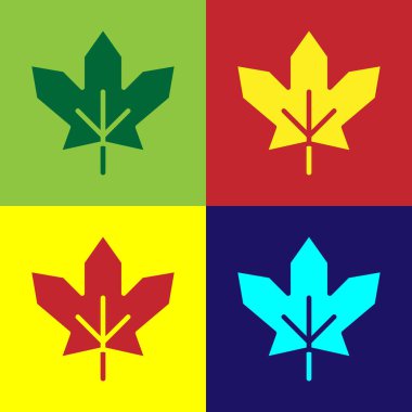 Pop Art Kanada akçaağaç yaprağı simgesi renk arkaplanında izole. Kanada sembolü akçaağaç yaprağı. Vektör