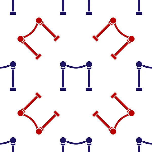 Μπλε και κόκκινο σχοινί φράγμα εικονίδιο απομονωμένο αδιάλειπτη μοτίβο σε λευκό φόντο. VIP εκδήλωση, πολυτελής γιορτή. Είσοδος σε πάρτι διασημοτήτων. Διάνυσμα — Διανυσματικό Αρχείο
