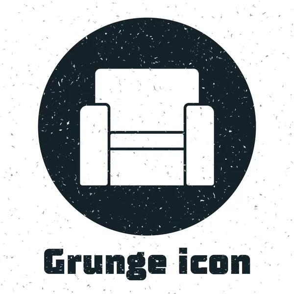 Ikona krzesła Grunge Cinema odizolowana na białym tle. Monochromatyczny rysunek rocznika. Wektor — Wektor stockowy