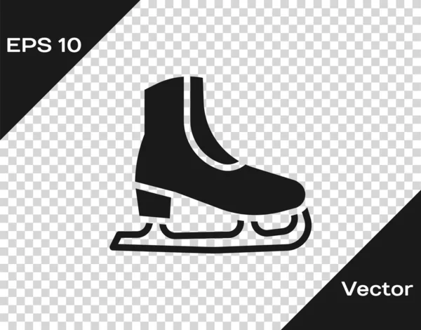 Ícone de patins preto isolado em fundo transparente. Ícone de sapatos de patinação no gelo. Botas desportivas com lâminas. Vetor — Vetor de Stock