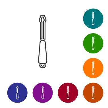 Siyah çizgi tornavida simgesi beyaz arkaplanda izole edildi. Servis aracı sembolü. Simgeleri renk daire düğmelerine ayarla. Vektör