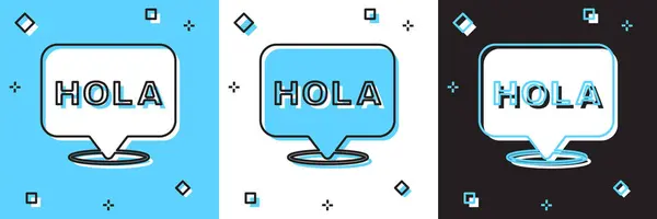 Conjunto Hola icono aislado en azul y blanco, fondo negro. Vector — Vector de stock