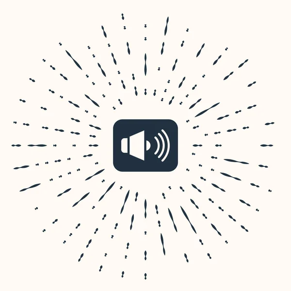 Głośność Grey Speaker, symbol dźwięku audio, ikona muzyki medialnej odizolowana na beżowym tle. Abstrakcyjne kółko przypadkowych kropek. Wektor — Wektor stockowy