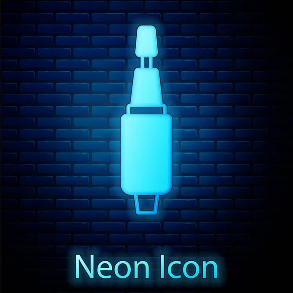Leuchtende Neon-Fräser für Maniküre-Symbol isoliert auf Backsteinwand Hintergrund. Apparat für Maniküre. Maniküre-Werkzeuge. Vektor — Stockvektor