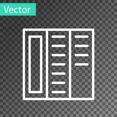 Beyaz çizgi Broşür şablon tasarım simgesi şeffaf arkaplanda izole edildi. Şirket yıllık raporu, katalog, dergi, broşür modeli. Vektör