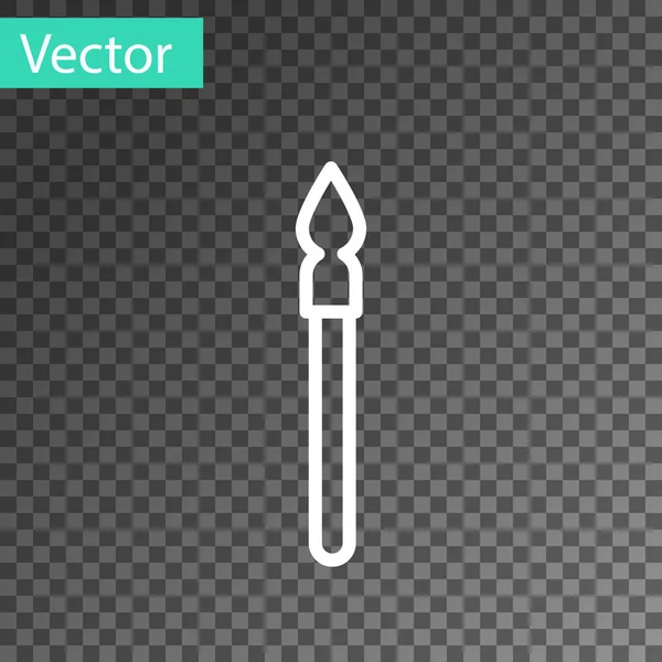 White line Medieval spear icon isolated on transparent background. Medieval weapon. Vector — Stock Vector