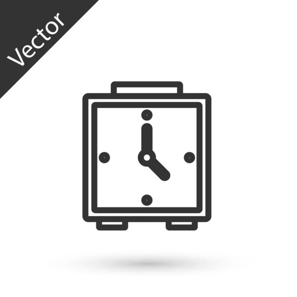 Grey line Alarm clock icon isolated on white background. Wake up, get up concept. Time sign. Vector — Stock Vector