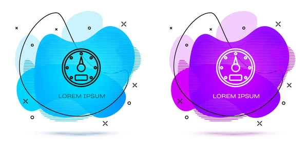 Line Speedometer pictogram geïsoleerd op witte achtergrond. Abstracte banner met vloeibare vormen. Vector — Stockvector