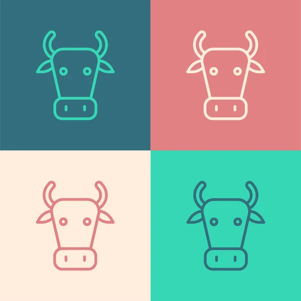 Pop art line Cow icon isolated on color background. Vector — Stock Vector
