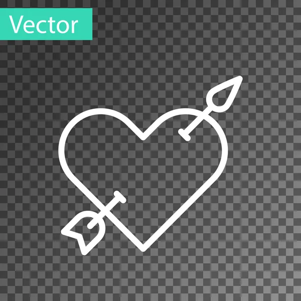 Weiße Linie Amour-Symbol mit Herz und Pfeil-Symbol isoliert auf transparentem Hintergrund. Liebeszeichen. Valentinssymbol. Vektor — Stockvektor
