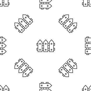 Gri çizgili bahçe çiti ahşap ikonu beyaz arka planda izole edilmiş pürüzsüz desen. Vektör