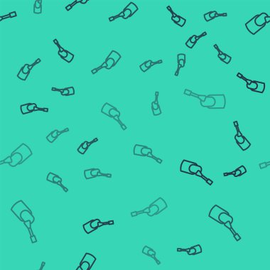 Siyah çizgi tırnak manikür ikonu yeşil arka planda izole edilmiş pürüzsüz desen. Vektör