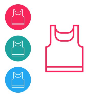 Kırmızı çizgili kolsuz tişört ikonu beyaz arkaplanda izole edilmiş. Simgeleri daire düğmelerine ayır. Vektör