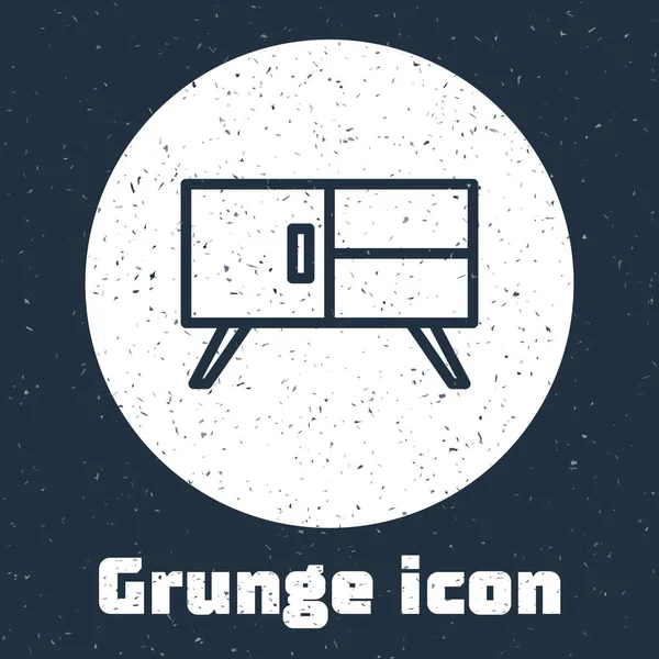 Ligne Grunge Icône de commode isolée sur fond gris. Dessin vintage monochrome. Vecteur — Image vectorielle